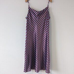 Tahari Women's Striped Satin Chemise Sleepwear, Size Large, in Red and Blue
